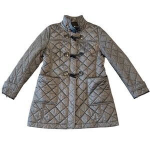 BASLER Quilted Toggle Coat Grey Herringbone Pattern Women's Size 38